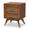 Baxton Studio Barrett Mid-Century Walnut Brown Finished Wood and Synthetic Rattan 2-Drawer Nightstand 192-11298-ZORO - alternate 3
